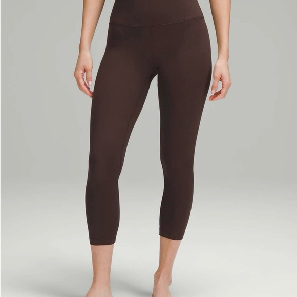 EUC Lululemon Align Ribbed High Rise Crop 23” Espresso Size 10 - Picture 2 of 12